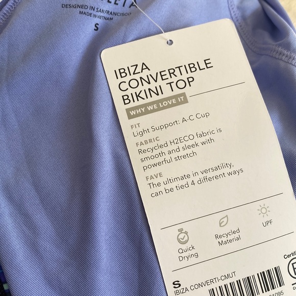 Athleta 2020 IBIZA Convertible Bikini Top ONLY Wrap Blue Women's Size S, NWT - Picture 9 of 13